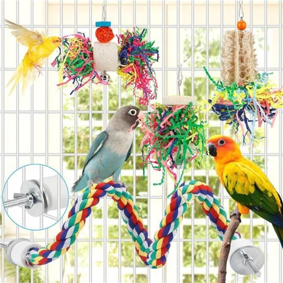 Bird Toys Bird Shredding Foraging Toys Parakeet Toy Chewing Hanging Toy - Picture 4 of 7